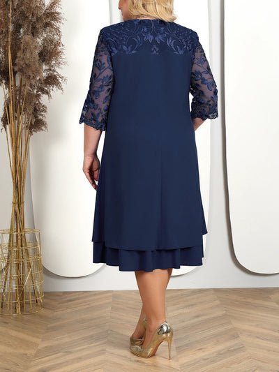 Sophia | Plus Size Formal Dress With Embroidered Sheer Sleeves 6
