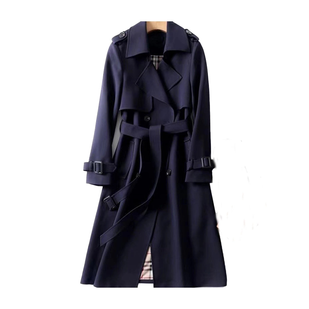 Sophia | Women's Black Double-Breasted Trench Coat with Adjustable Belt 3