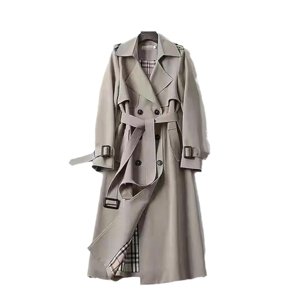 Sophia | Women's Black Double-Breasted Trench Coat with Adjustable Belt 7
