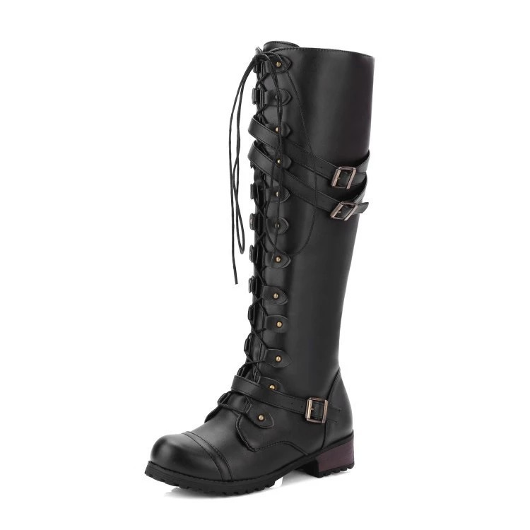 Sophia | Women's Black Lace-Up Boots with Buckle Details 0