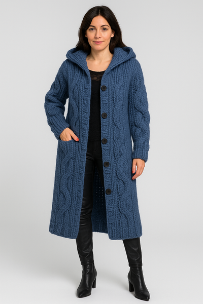 Sophia | Women's Chunky Knit Long Cardigan with Button-Up Front 0