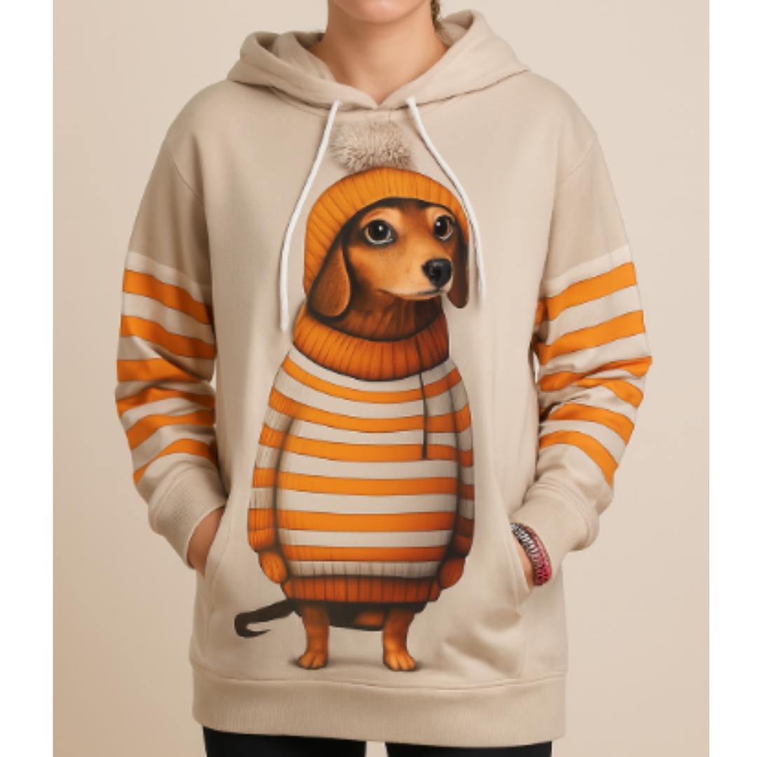 Sophia | Women's Hoodie Dog Print Cotton 5