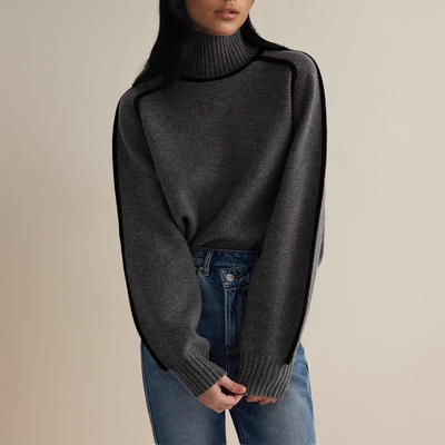 Sophia | Women's Knit Turtleneck Sweater with Contrast Stitching 5