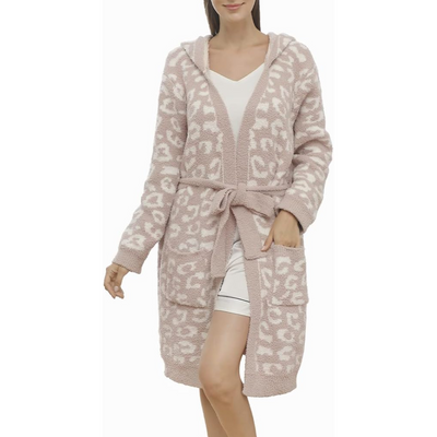 Sophia | Women's Leopard Print Spa Robe with Pockets 0