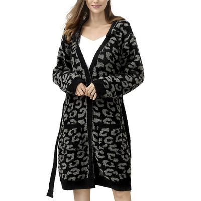 Sophia | Women's Leopard Print Spa Robe with Pockets 4