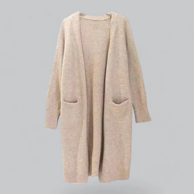 Sophia | Women's Long Open Pocket Cardigan in Creamy Beige 1
