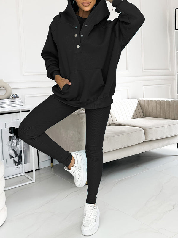 Sophia | Women's Loungewear Set Oversized Hoodie & Leggings with Button Details 10