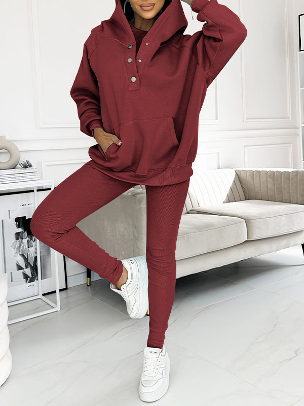 Sophia | Women's Loungewear Set Oversized Hoodie & Leggings with Button Details 11