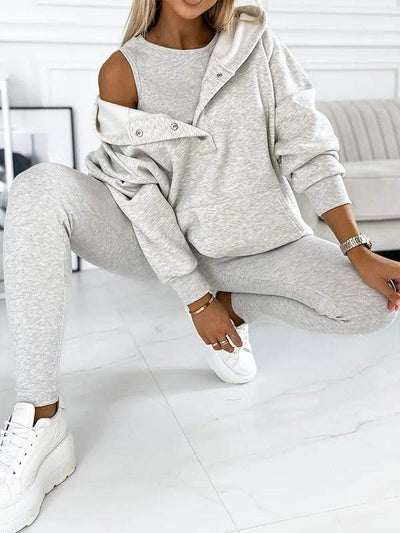 Sophia | Women's Loungewear Set Oversized Hoodie & Leggings with Button Details 1
