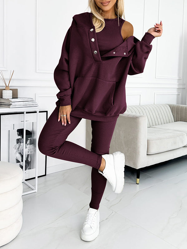 Sophia | Women's Loungewear Set Oversized Hoodie & Leggings with Button Details 6