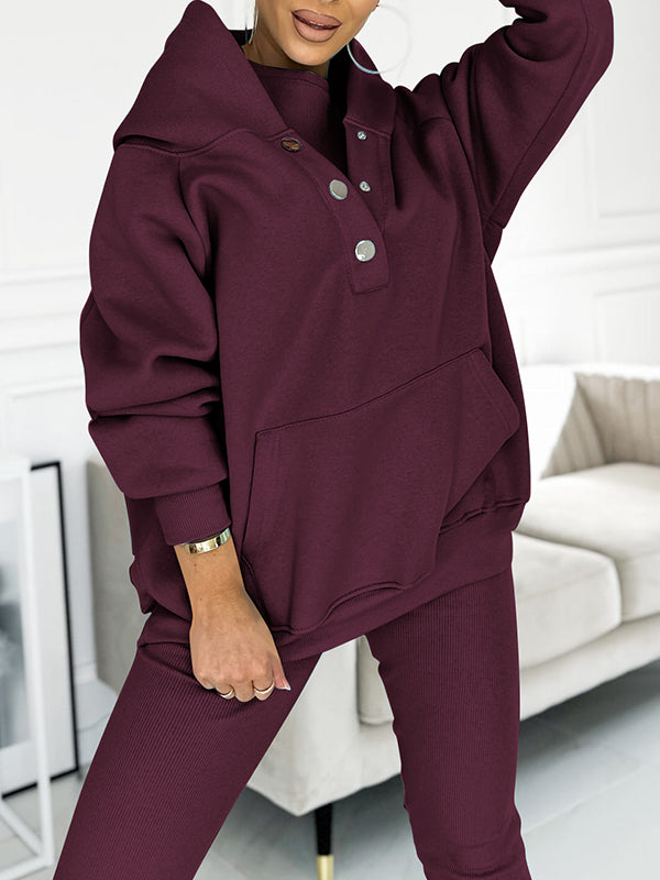 Sophia | Women's Loungewear Set Oversized Hoodie & Leggings with Button Details 7