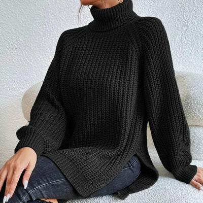 Sophia | Women's Oversized Black Turtleneck Sweater 5