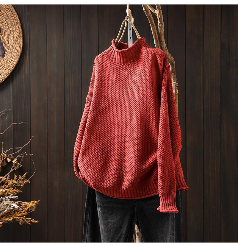 Sophia | Women's Oversized Sweater Waffle Knit Mock Neck 4