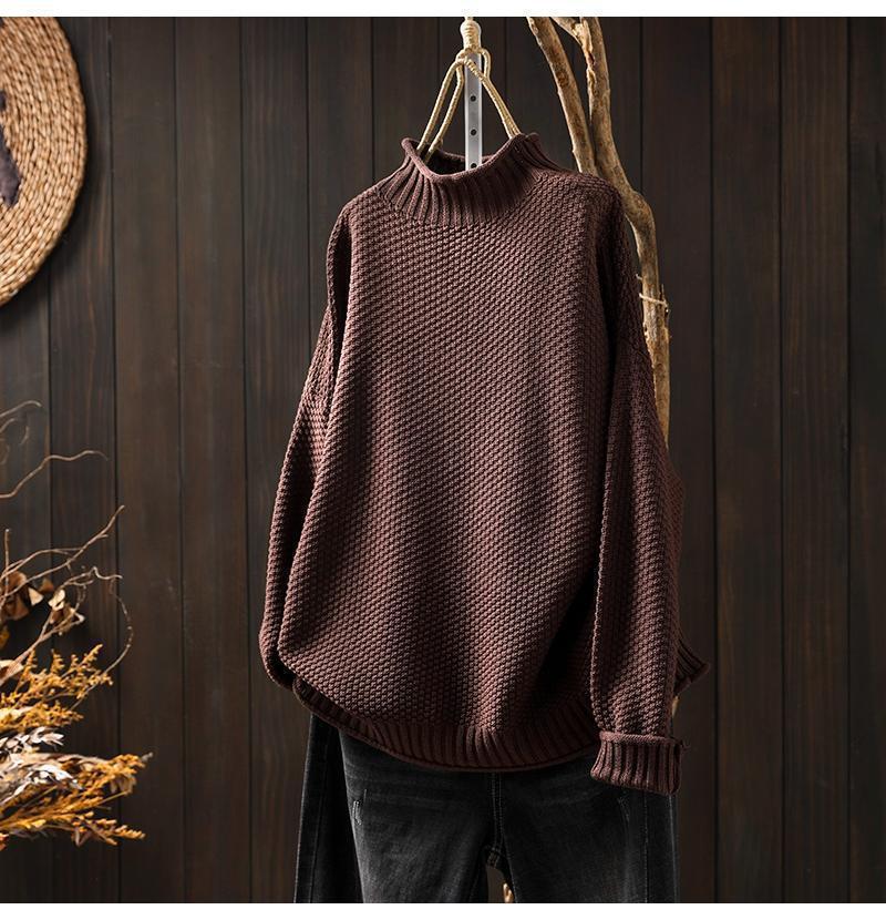 Sophia | Women's Oversized Sweater Waffle Knit Mock Neck 5
