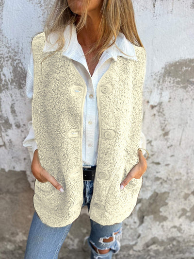 Sophia | Women's Shearling Fleece Vest with Button Front 0
