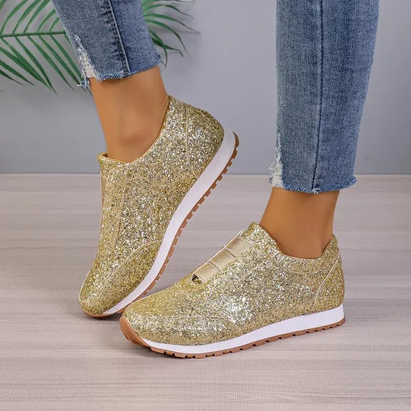 Sophia | Women's Slip-On Sneakers Glitter Finish Thick Sole Orthopedic Insole 0