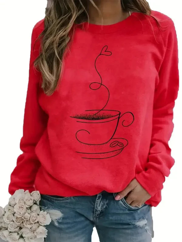 Sophia | Women's Sweatshirt Coffee Cup Graphic Relaxed Fit 0
