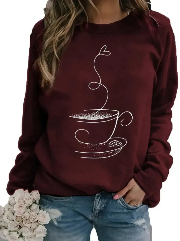 Sophia | Women's Sweatshirt Coffee Cup Graphic Relaxed Fit 2