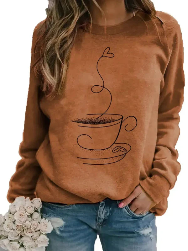 Sophia | Women's Sweatshirt Coffee Cup Graphic Relaxed Fit 3
