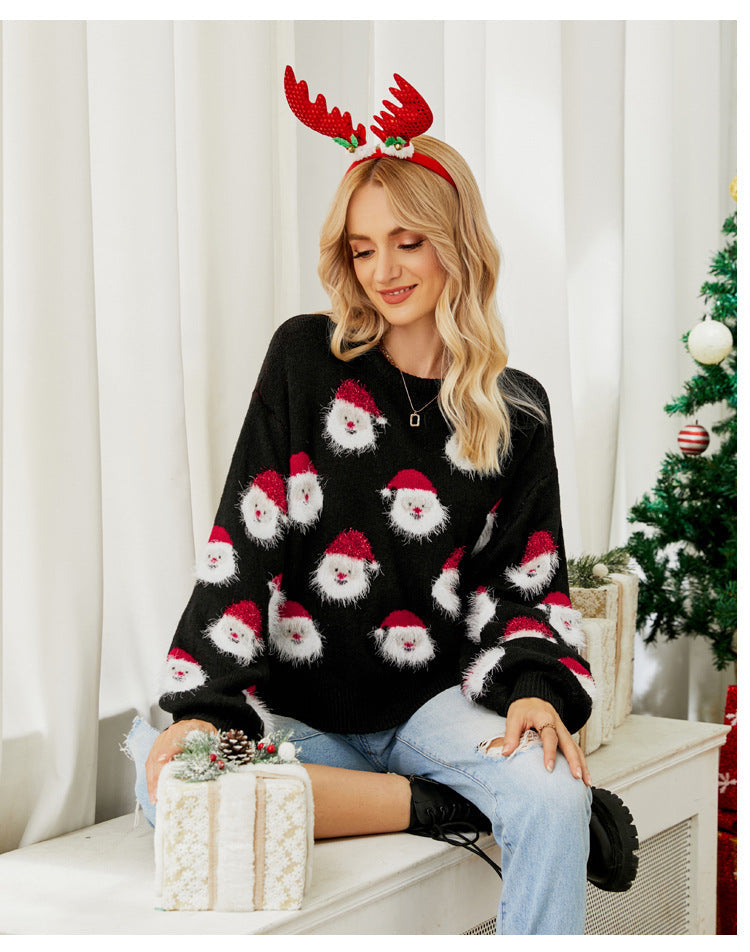 Sophia | Women's Sweatshirt Santa Claus Print Long Sleeve 3