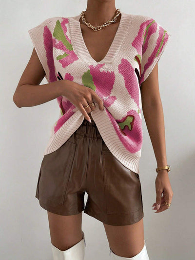 Sophia | Women's Vest V-Neck Jacquard Pattern 5