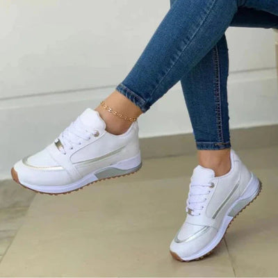 Sophia | Women's White Lace-Up Casual Sneakers Lightweight Fit 2