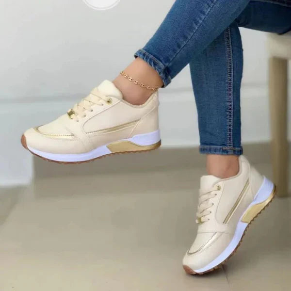 Sophia | Women's White Lace-Up Casual Sneakers Lightweight Fit 3