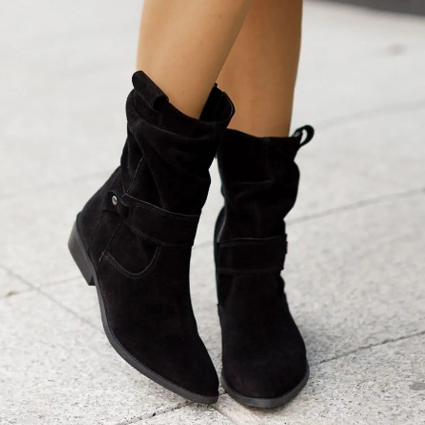 Sophie | Black Slouchy Ankle Boots Pull-On Design 4