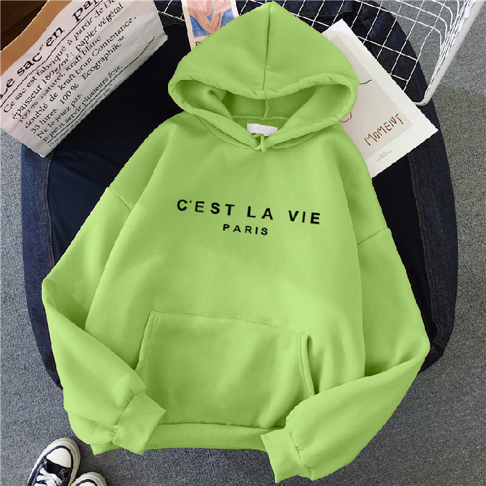 Sophie | Women's Oversized Hoodie C'est La Vie Graphic Pink 2