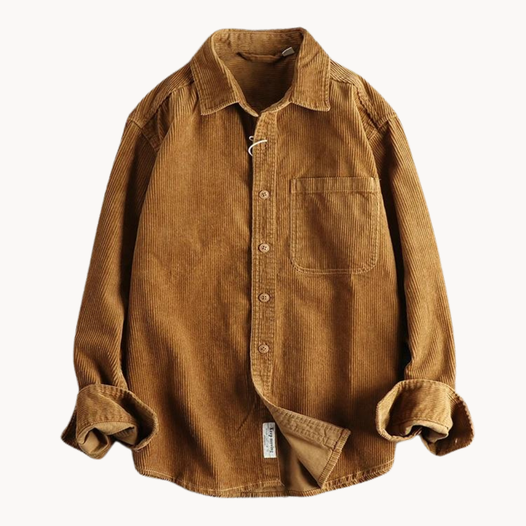 Sophie | Work Shirt Corded Texture Button-Front with Chest Pocket 10