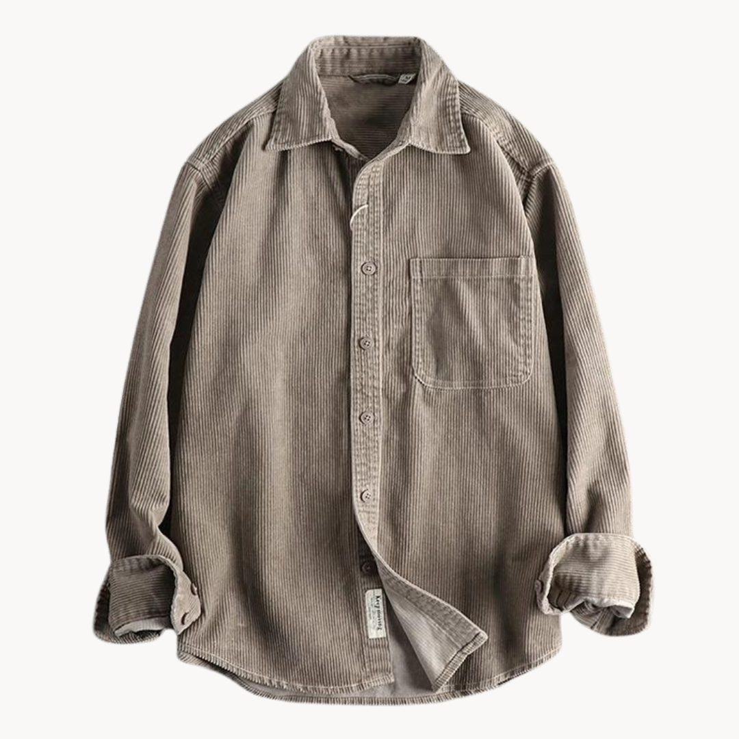Sophie | Work Shirt Corded Texture Button-Front with Chest Pocket 11