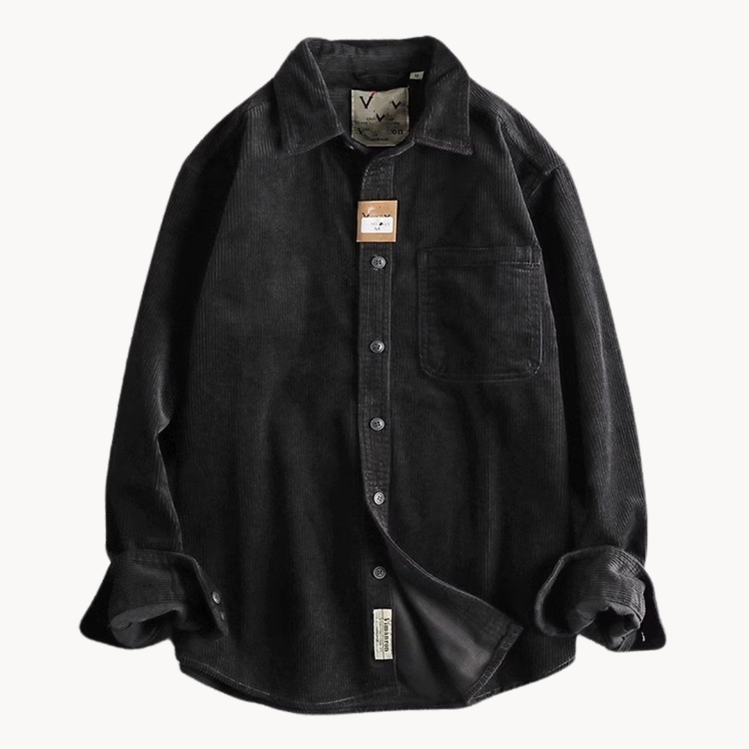 Sophie | Work Shirt Corded Texture Button-Front with Chest Pocket 12