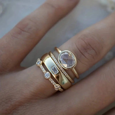 Vintage Gold Zirconia Ring Set – Handcrafted Elegant Jewelry for Special Occasions and Everyday Wear 0