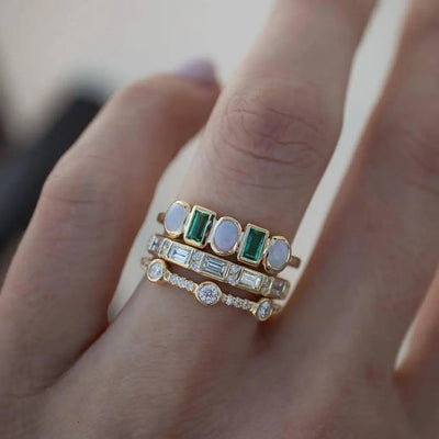 Vintage Opal Engagement Ring – Handcrafted White and Green Opal Vintage Style Ring for Women 0