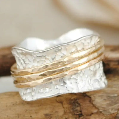 Vintage Spinner Ring in Gold and Silver – Handcrafted Thin Band Jewelry for Timeless Elegance 0