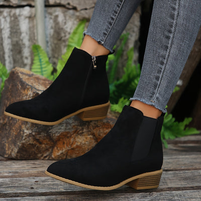 Women’s Black Suede Chelsea Ankle Boots with Elastic Side Panels and Zipper 5